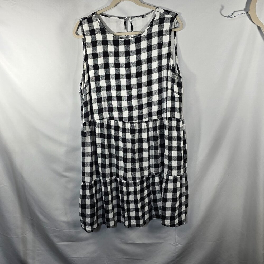 Gingham B & W SIZE XL Knee Length Sleeveless Romper 100% Cotton (MM-07)